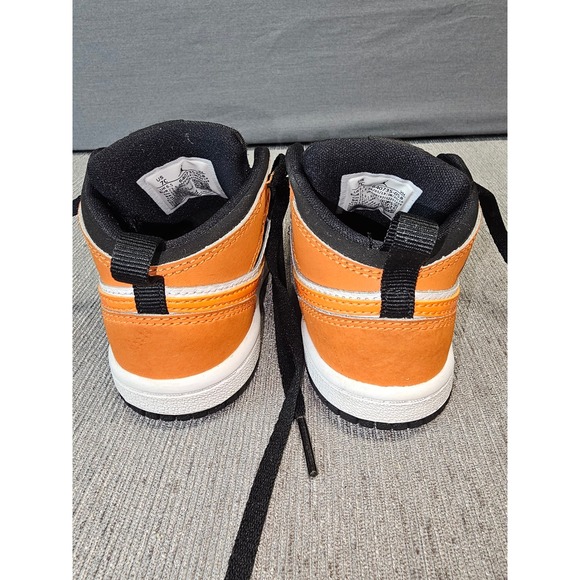 Kids Air Jordans Toddler Shoes Black Orange White Leather Basketball Sneakers 7C - Picture 4 of 6